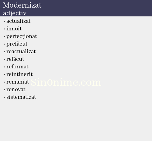 Modernizat, adjectiv - dicționar de sinonime
