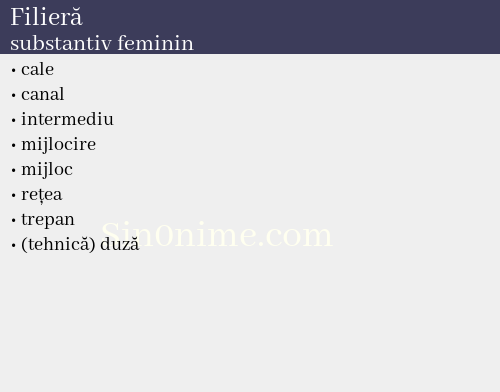 Filieră, substantiv feminin - dicționar de sinonime