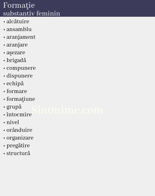 Formaţie, substantiv feminin - dicționar de sinonime