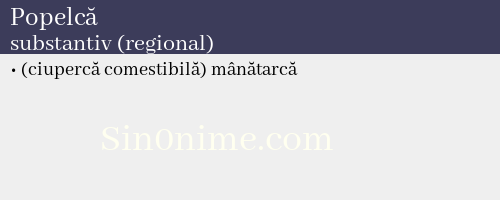 Popelcă, substantiv (regional) - dicționar de sinonime