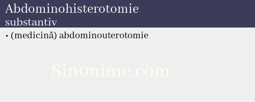 Abdominohisterotomie, substantiv - dicționar de sinonime