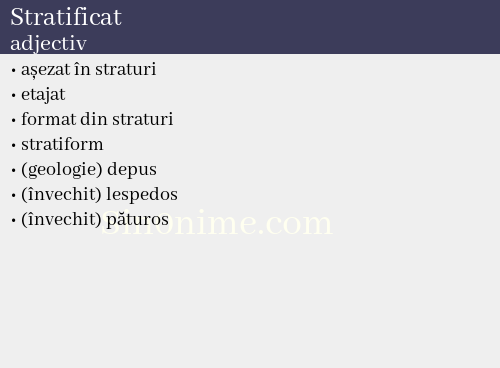 Stratificat, adjectiv - dicționar de sinonime