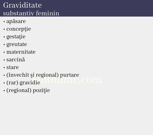Graviditate, substantiv feminin - dicționar de sinonime