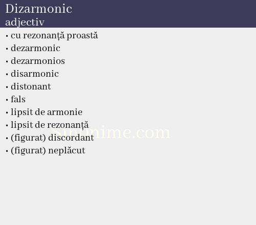 Dizarmonic, adjectiv - dicționar de sinonime