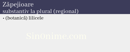 Zăpejioare, substantiv la plural (regional) - dicționar de sinonime