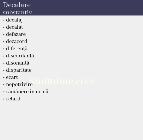 Decalare, substantiv - dicționar de sinonime