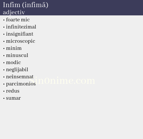 Infim (infimă), adjectiv - dicționar de sinonime