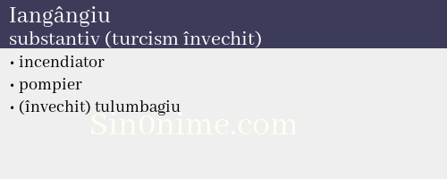Iangângiu, substantiv (turcism învechit) - dicționar de sinonime