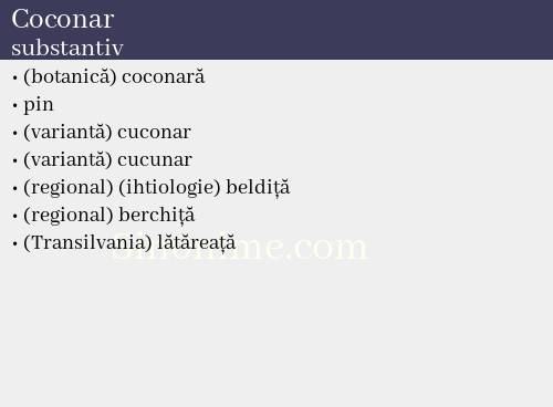 Coconar, substantiv - dicționar de sinonime