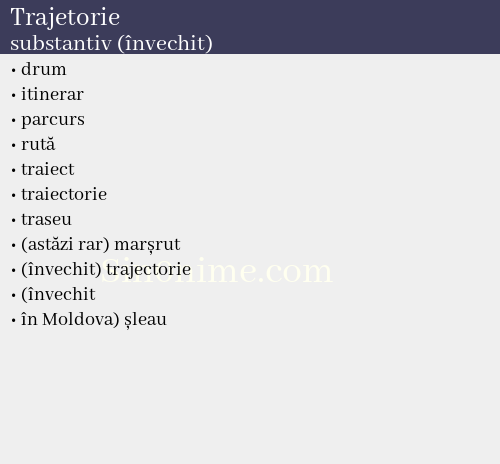 Trajetorie, substantiv (învechit) - dicționar de sinonime