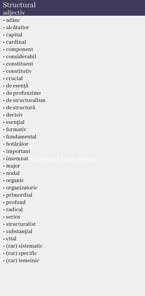 Structural, adjectiv - dicționar de sinonime
