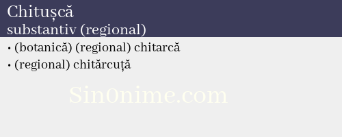Chitușcă, substantiv (regional) - dicționar de sinonime