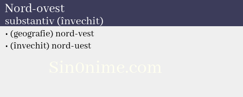 Nord-ovest, substantiv (învechit) - dicționar de sinonime