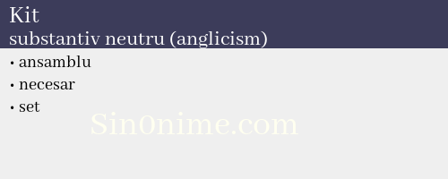 Kit, substantiv neutru (anglicism) - dicționar de sinonime