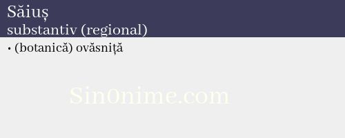 Săiuș, substantiv (regional) - dicționar de sinonime