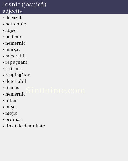 Josnic (josnică),   adjectiv - dicționar de sinonime