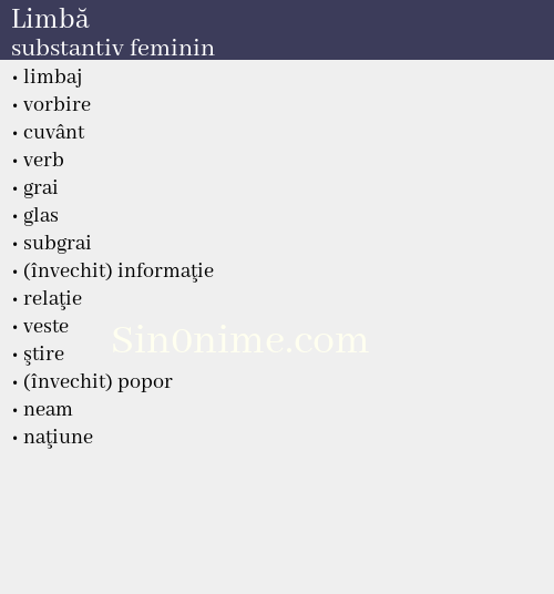 Limbă, substantiv feminin - dicționar de sinonime