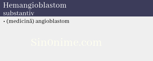 Hemangioblastom, substantiv - dicționar de sinonime