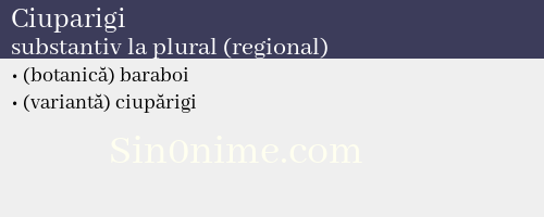 Ciuparigi, substantiv la plural (regional) - dicționar de sinonime