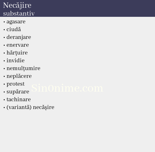 Necăjire, substantiv - dicționar de sinonime