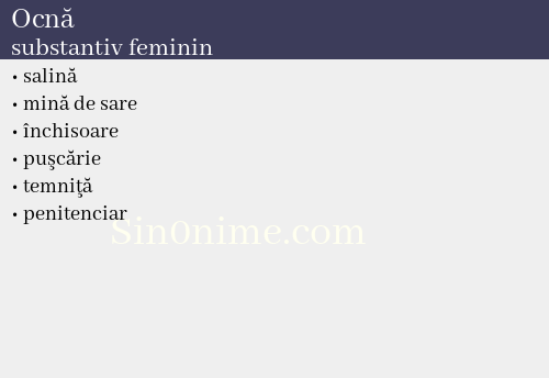 Ocnă,   substantiv feminin - dicționar de sinonime