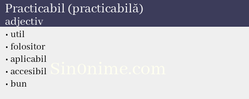 Practicabil (practicabilă),   adjectiv - dicționar de sinonime