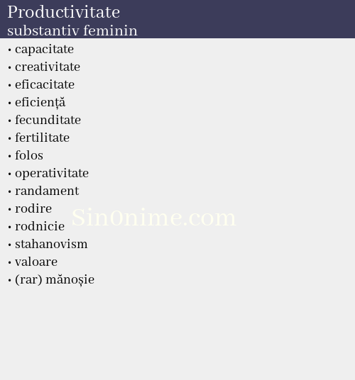 Productivitate, substantiv feminin - dicționar de sinonime