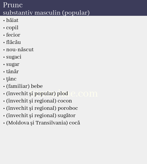 Prunc, substantiv masculin (popular) - dicționar de sinonime