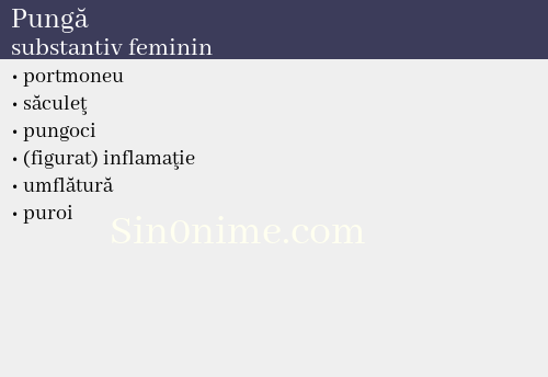 Pungă,   substantiv feminin - dicționar de sinonime