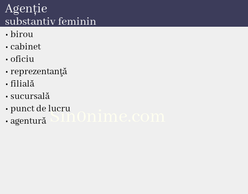 Agenție, substantiv feminin - dicționar de sinonime